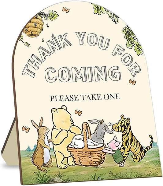 Winnie Bridal Shower Favors Sign, Winnie Decor Bridal Shower Gifts for Guests, Classic Pooh Thank You for Coming Please Take One Sign, Cute Animals Decor Baby Shower Party Supplies 9 * 11IN