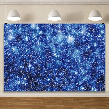 YongFoto Blue Glitter Backdrop 7x5ft Silver Light Spots Navy Blue Sequin Bokeh Photography Background Birthday Bridal Shower Wedding Photography Background Party Banner Decor Portraits Photoshoot