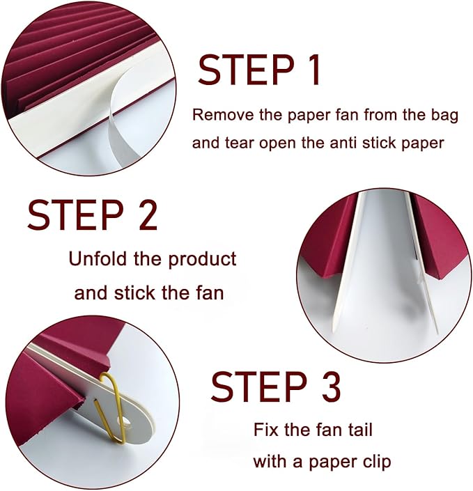 Red Party Decorations,Paper Decorations for Party,Girls Party Decorations Party Paper Fans Bulk 8in,Anniversary Decorations for Party 30 Color DIY Set （Wine Red）