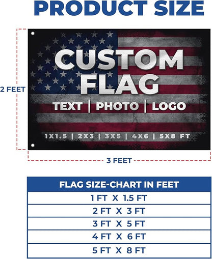 Custom Flagg_New by DreamController 1'x1.5' to 5'x8' with Business Logo, Image or Text | Personalized Outdoor Flags Banner with Grommets for Advertising, Events | Made in USA | Fast delivery | HD