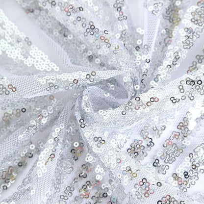 Efavormart 72" Silver Sparkly Sequin Geometric Tulle Square Table Overlay
