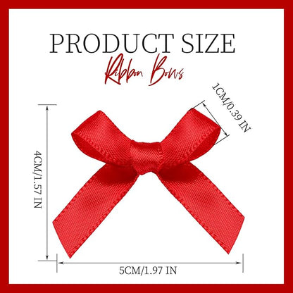 YGDZ 50 PCS Mini Red Bows, Red Satin Ribbon Bows, Small Bows for Crafts, Tiny Bow for Mother Day, Party Decorations, Balloon, Gift Box Packaging