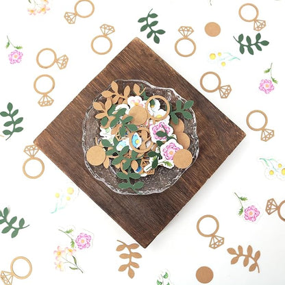 200pcs Flower and Greenery Wedding Confetti for Tables, Rustic Vintage Off The Market Bridal Shower Decor, Sage Green Bachelorette Confetti for Engagement Wedding Shower Decorations.