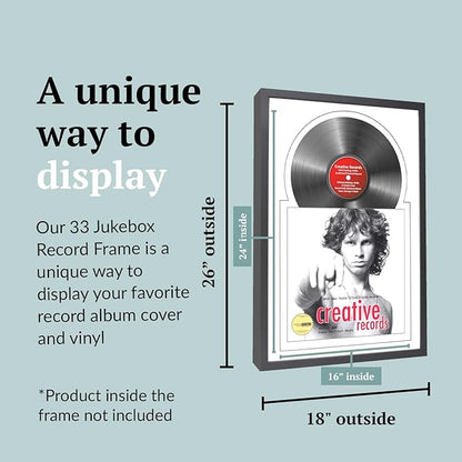 Creative Picture Frames 16" x 24" Jukebox Vinyl Frame Display with Double Matting, LP Record Album Frame for Wall Decor, White/White, 1 Count