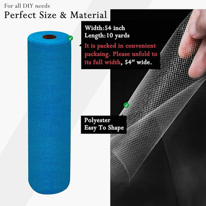 Turquoise Tulle Fabric Rolls 54 Inch by 10 Yards Fabric Tulle Bolt for Wedding Decorations DIY Tutu Baby Shower Table Skirt Birthday Party Craft Supplies