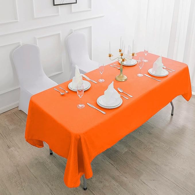 Rectangle Tablecloth 60x120 inch Washable Polyester Fabric Table Cloth for Wedding Party Dining Banquet Decoration（60x120, Orange）