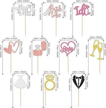 30 PCS Bride to Be Cupcake Toppers Wedding Cake Toppers I Do Love Heart Ring Miss to Mrs Cupcake Picks Wedding Engagement Decorations for Bridal Shower Engagement Bachelorette Party Supplies Colorful