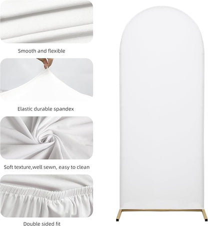 Wedding Arch Frame Cover 7.2FT Arch Background Cover Spandex Fabric Elastic Background Suitable for Weddings, Birthday Parties, Baby Showers, banquets, and Ceremonial Decorations（White）