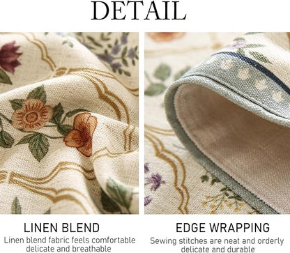 ISAENNE Designer Vintage Elegant Linen Table Runner 87 Inches Long,Colorful Wildflower Pattern Runner,Decor Table Runners for Dining Tables,Thanksgiving,Christmas,Banquet,12"*87"-Serenity B