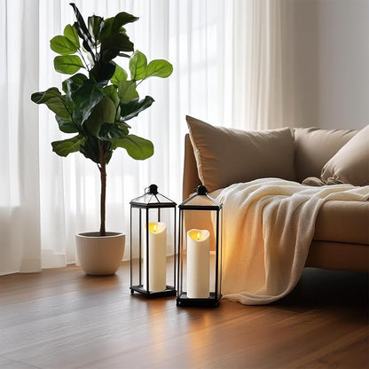 Amagic 4” x 12” Large Waterproof Outdoor Flameless Candles, Battery Operated with Remote Control and Timer, Flickering LED Pillar Candle for Outdoor Patio Yard Porch Decor, Ivory White, Set of 2