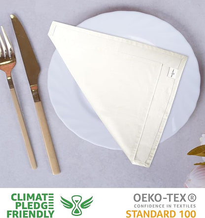 Urban Villa 12-Pack Ivory Dinner Napkins 100% Cotton Coth Napkins (20x20 Inches) Everyday Use Premium Quality Over Sized with Mitered Corners Ultra Soft Durable Hotel Quality