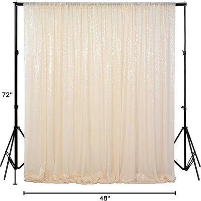 ShiDianYi 4FTX6FT-Ivory-SEQUIN Photo Backdrop, Beige Wedding Photo Booth, Photography Background Ivory Sequin Backdrop Curtain Glitter Backdrop for Parties