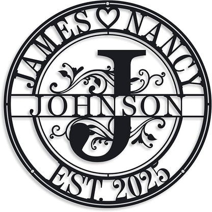Personalized Family Name Sign Last Name Signs for Home Custom Metal Sign Metal Name Signs Personalized Metal Signs Monogram Wall Decor Anniversary Gifts Personalized Wedding Gifts