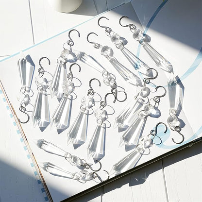 20PCS Clear Chandelier Icicle Crystal Prisms,55mm Chandelier Crystals Replacement,Crystals for Chandeliers with Hooks for Windows Wedding Lamp Decoration