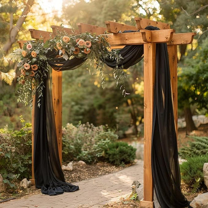 Wokceer Wedding Arch Draping Fabric 28.7" x 20FT Black Sheer Backdrop for Ceremony, Birthday Party, Bridal Shower Decoration