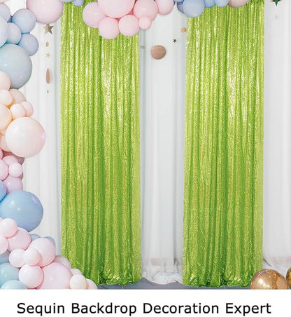 ShinyBeauty Sequin Backdrop Green 2FTx8FT 2 Pieces Olive Green Backdrop Panels Shimmer Backdrops for Parties Graduation Background Christmas Decoration