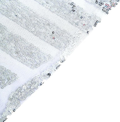Efavormart 120" Silver Sparkly Sequin Geometric Tulle Round Tablecloth