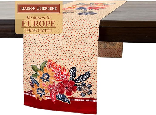 Maison d' Hermine Table Runner 100% Cotton Double Layer Table Runners 108 inches Long for Thanksgiving Christmas Decorations Home Kitchen Dining Party Wedding (Kalahari, 14.5" x 108")
