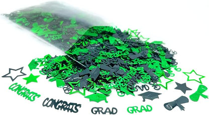KatchOn, Shiny 2025 Congrats Grad Confetti - Pack of 1000 | Green and Black Graduation Confetti Class of 2025 Decorations | Graduation Decorations 2025