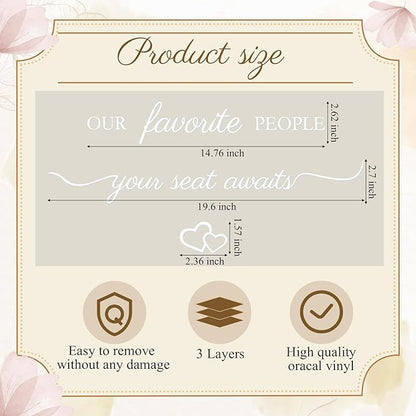3 Pcs Wedding Seating Chart Decal Stickers DIY Our Favorite People Your Seat Awaits Vinyl Decal Wedding Sign Decor Seating Chart Board Mirror Stickers(White)