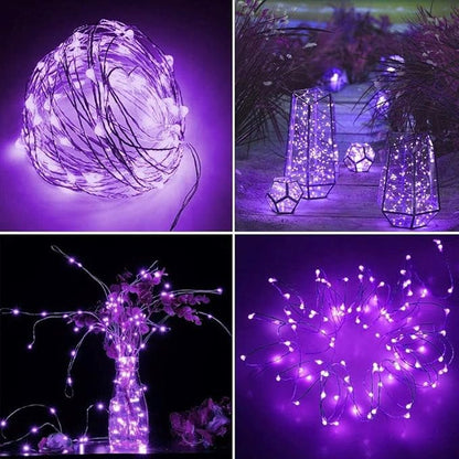 24 Pack LED Fairy Lights Battery Operated 7Ft 20Led Mini String Lights Waterproof Christmas for Mason Jars Bedroom DIY Party Wedding Christmas Decor Purple