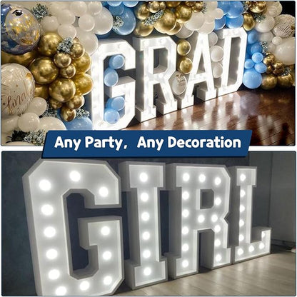 Marquee Letters 3 Feet Tall Large Light Up Letters Baby Shower Decorations Wedding Engagement Happy birthday White Party Decorations Marry Me Sign Big Cardboard Backdrop H