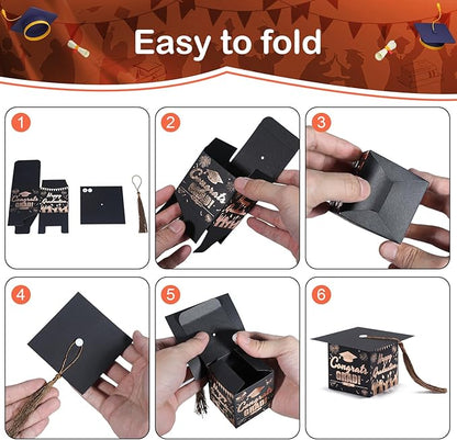 COTOPHER 36 Pack Mini Graduation Cap Gift Boxes with Tassel, Class of 2025 Graduation Candy Boxes Centerpieces for Tables Party Decorations, Small Treat Box Graduate Favors Supplies