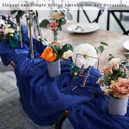 10FT 12 Pack Royal Blue Cheesecloth Table Runner 20 x 120 Inch Long Rustic Gauze Cheese Cloth Table Runner for Wedding Bridal Baby Shower Table Decorations Boho Fabric Sheer Birthday Party Table Decor