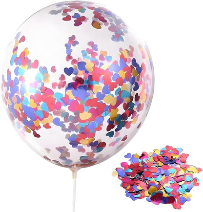 Rainbow Heart Metallic Foil Confetti 8000 Pcs Shiny Heart Table Confetti for Fill Balloon Wedding Graduation Party Decorations,60g of Pack