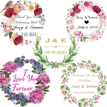 100 Pack Custom Stickers Personalized Labels for Business Logo Customized Vinyl Wedding Favors Birthday Baby Bridal Shower Make Your Own Decals