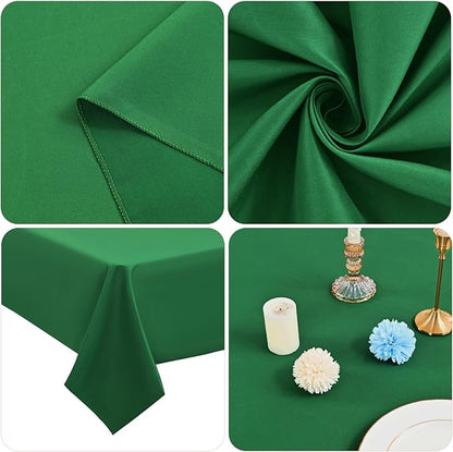 12 Pack 60 x 126 Inch Rectangle Tablecloth Green Polyester Tablecloth for 8 Ft Rectangle Tables, Washable Fabric Table Cloth for Wedding Dining Table Buffet Parties Camping