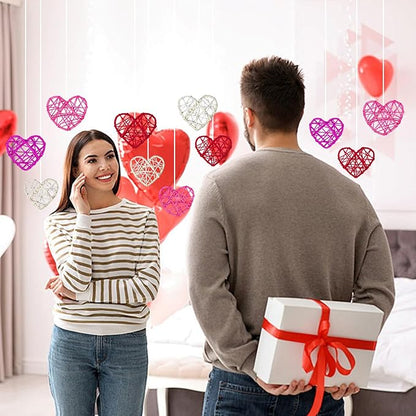 36pcs Valentine's Day Rattan Balls Heart Balls Decoration for Home Decoration Valentine's Day