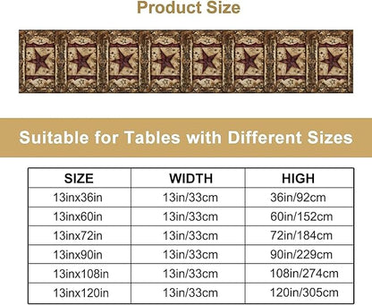 Wild West Table Runner, Rustic Farmhouse Texas Star Vintage Rodeo Cowboy Old Sign Wild West Print Pattern for Home Kitchen Table Decor Dining Coffee Room Garden Party Decor 13x108in