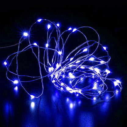 Aogist Led Fairy Lights 3 Modes Battery Operated String Lights Waterproof Silver Wire 7 Feet Firefly Starry Moon Mason Jar Lights for DIY Wedding Party Christmas (Blue, 8 Pack)