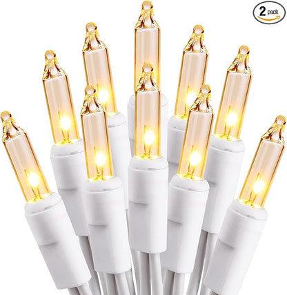 PhilzOps Christmas String Lights, 69.6ft 300Ct White Christmas Tree Lights Connectable, 120V UL Certified Incandescent Warm String Lights, White Wire Xmas Lights for Home Wedding Party, Warm White