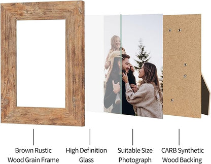 5x7 Picture Frame Set of 4 with High Definition Real Glass, Mixed Color Wood Photo Frames for Desktop Display and Wall Mounting