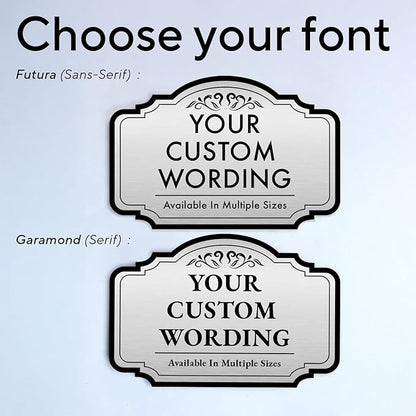 Design 24x18 In Metalic Silver Decorative Outdoor Personalized Aluminum Driveway Signs, Custom Waterproof Made In USA