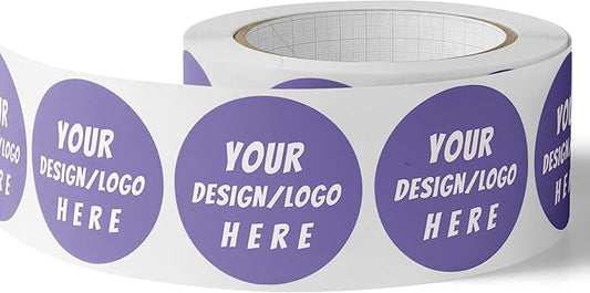 150 Custom Circle/Square BOPP Roll Labels- Personalized Stickers for Business Logo, Party, Wedding Favor, Baby Shower-Any Design Text + Image, Matte/Gloss Finish (2.5 Inch Circle)