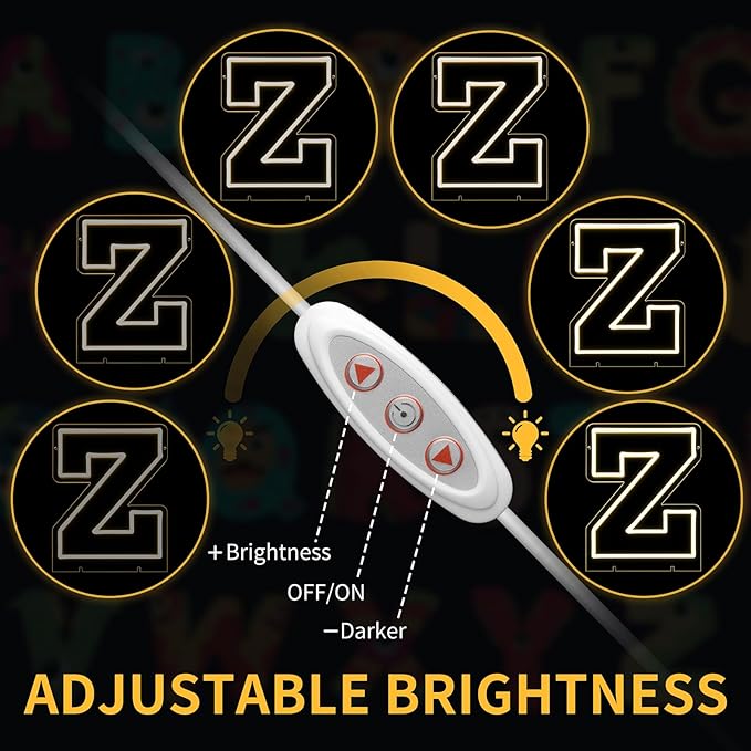 Light Up Letters Z, Led Marquee Letter Lights Neon Sign, 13.9" Height Decorative Lighted Alphabet Number, Battery/USB Powered Led Letters Lights for Wedding, Birthday, Party, Christmas or Home Decor