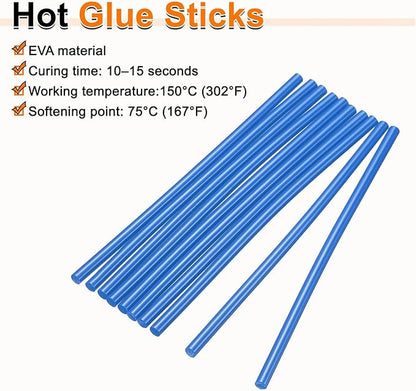 HARFINGTON 10pcs Hot Glue Sticks 0.28" Dia x 5.91" Long EVA Mini Hot Melt Adhesive Glue Stick for Hot Melt Gun Wood Plastic Glass Flowers Fabrics Foam, Blue