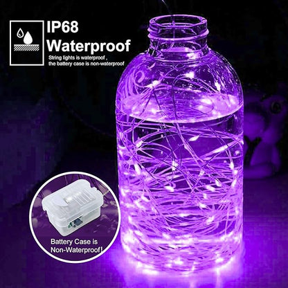 pozzolanas 12 Pack Purple Battery Operated String Lights - 7ft Waterproof Fairy Lights with 20 LEDs for Home, Mason Jar, Party, Wedding, Halloween, Christmas Decorations