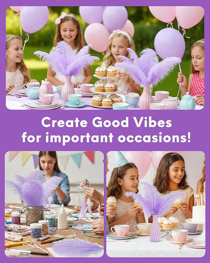 NEWONG 30pcs Light Purple Ostrich Feathers Natural Bulk 11-14inch(28-35cm) Vase Craft Wedding Home Party Centerpieces Christmas Day Decoration
