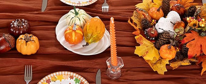 Terracotta Cheesecloth Table Runner 10 Pack Fall Burnt Orange Cheese Cloth Table Runners 120 Inches Rust Thanksgiving Fall Table Decorations for Friendsgiving Wedding Bridal Baby Shower Party