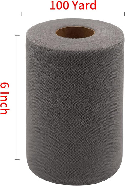 Silver Tulle Fabric Rolls 6 Inch by 100 Yards (300 feet) Fabric Spool Tulle Ribbon for DIY Silver Tutu Bow Baby Shower Birthday Party Wedding Christmas Decorations Craft Supplies