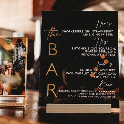 JINMURY 8x10 Inch Black Acrylic Sign with Holder- 6 Pack Blank Black Acrylic Sheets and Wood Stands, DIY Blank Signs for Wedding Party Reception (6 Pack 8 x10 Inch)