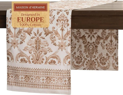 Maison d' Hermine Table Runner 100% Cotton Double Layer Table Runners 108 inches Long for Thanksgiving Christmas Decorations Home Kitchen Dining Party Wedding (Allure, 14.5" x 108")