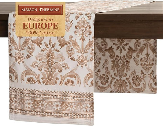 Maison d' Hermine Table Runner 100% Cotton Double Layer Table Runners 108 inches Long for Thanksgiving Christmas Decorations Home Kitchen Dining Party Wedding (Allure, 14.5" x 108")