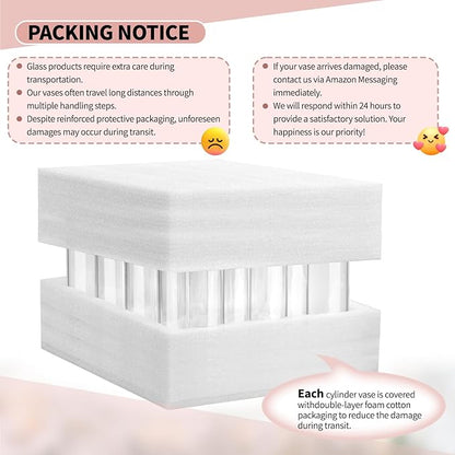 12Pack Glass Cylinder Vases for Centerpieces - 6 Inch Tall Flower Vase for Wedding Decorations, Floating Candle Holder Vase Bulk,Glass Hurricane Candle Holders for Table Shelf, Party, Home Decor