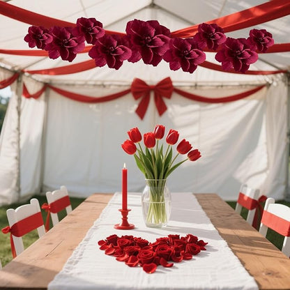 BRT Bearingshui Crepe Paper Flowers Decoration for Wall Total 9 Pcs, Artificial Flowers for Wedding Decor,Flower Backdrop Decor, Baby Bridal Shower Birthday Party, Burgundy 3D Wall Flowers Decor