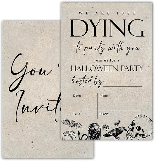 Vintage Halloween Party Invitations for Adults Skull Halloween Party Fill in Invites Cards With Envelopes (20 Count), Double Sided Design